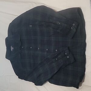 Eddie Bauer Men's Bristol Plaid Button Up Flannel Shirt Blue Green Size Large